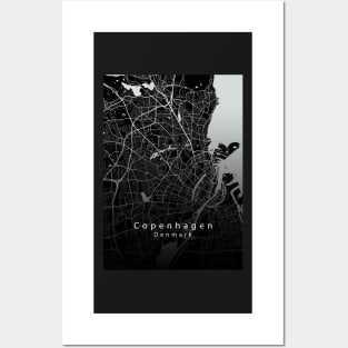 Copenhagen Denmark City Map dark Posters and Art